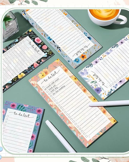 Censen 10 Pack 500 Sheets To Do List Notes Daily Checklist Notepads with 50 Sheets Each Undated Color Memo Pad Block Shopping List Pad Weekly Plan Notepad Organizer Planners(Flower Color,Lined)