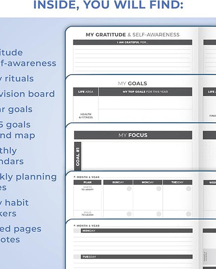 Clever Fox Planner Large – Undated Weekly & Monthly Planner for Productivity, Time Management & Goals – Organizer Journal – 7x10” (Dark Blue)