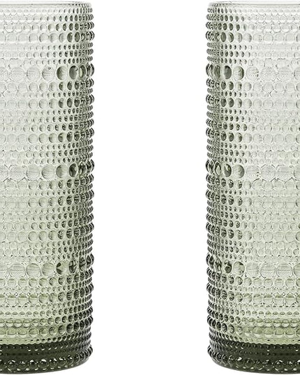 Fortessa Jupiter Hobnail Glass, 11 Ounce Collins/High Ball (Set of 2), Smoke Gray