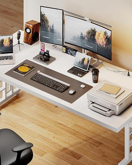 Coleshome 71 Inch Executive Desk with USB Ports, Large Computer Desk with Extra Thick, Long Mordern Office Workstation, Business Furniture for Home Office, White