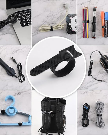 Reusable Cable Ties, 210 PCS 6 Inches Adjustable Cord Straps Wire Organizer Cord Wrap and Hook Loop Cable Management