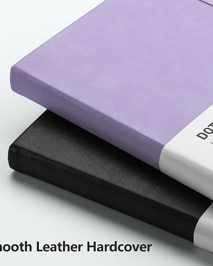 RETTACY Bullet Dotted Journal Notebook, 192 Pages, A5 Medium Size (5.7'' x 8.3''), Leather Hardcover, 100 GSM Thick Paper, for Bullet Journaling, Planning, Tracking (Purple)
