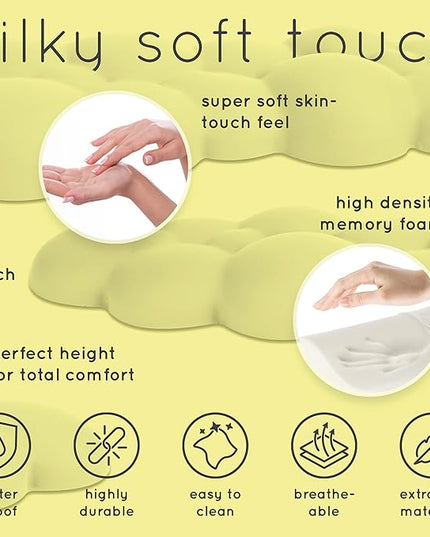 Qloud Cloud Wrist Rest Keyboard Wrist Rest for Computer Keyboard Pad, Cloud Keyboard Wrist Rest, Wrist Pad for Keyboard, Memory Foam, Non Slip Base, Comes with Mouse Pad - Yellow