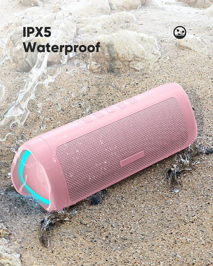 Bluetooth Speaker with HD Sound, Portable Wireless, IPX5 Waterproof, Up to 20H Playtime, TWS Pairing, BT5.3, for Home/Party/Outdoor/Beach, Electronic Gadgets, Birthday Gift (Pink)