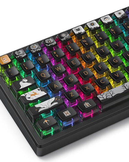 GTSP Punk Pudding Keycaps PBT, 116-Keys Transparent Keycaps 60 Percent ASA Profile Doubleshot Custom Replacement Caps US Layout for Full Size 75% 65% 60% Mechanical Keyboard (Fairy Tale)