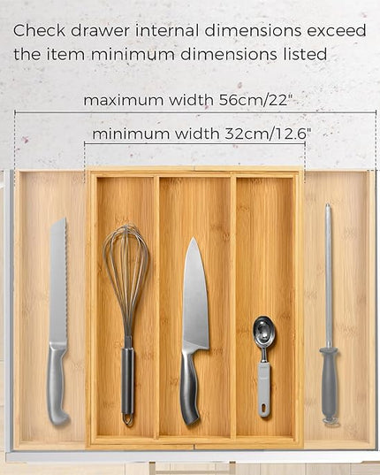 Utoplike Bamboo Expandable Kitchen Drawer Organizer, Adjustable Utensil Holder and Cutlery Tray Organiser, Drawer Divider for Silverware, Flatware, Knives in Kitchen, Bedroom, Living Room, 5 Slot