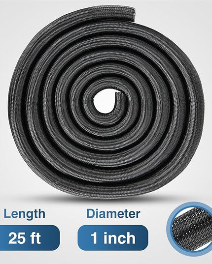 Nilight Cable Sleeve, 25ft-1inch Cord Management Sleeves, Braided Sleeving, Split Self Wrapping Wire Loom for Computer Electrical Automotive Harness Protector Organizer, Black