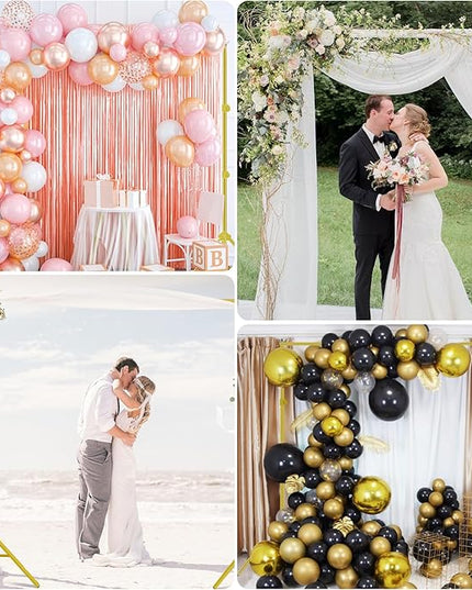 EMART Backdrop Stand 10x7ft(WxH) Photo Studio Adjustable Background Stand Support kit with 2 Crossbars, 8 Clamps, 2 Sandbags and Carry Bag for Parties, Events Decoration, Wedding -Titanium Gold