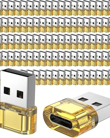 1000 Packs USB to USBC-C Yellow Adapters,TypeC Female to A Male Charger Converter Compatible with Apple Watch Ultra iWatch 8 7,iPhone 16 15Pro Max Plus,iPad 9 10 Air 5 Mini 6,Car, Galaxy S24