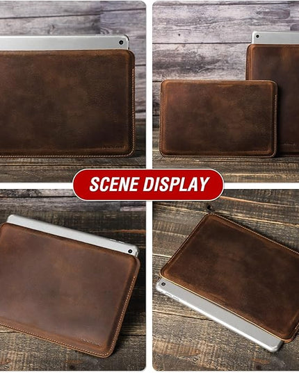 Top Grain Leather 8.3" Slim Tablet Protective Case, Solid Minimalist Vintage Design, Fully Handmade, Compatible with 8.3" iPad mini 6 iPad mini 7.9" & Other Tablets, Coffee 8.3 Inch