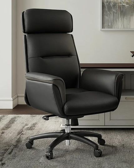 EUREKA ERGONOMIC Royal Ergonomic Office Chair Executive Desk Chair, Microfiber Leather High Back Executive Chair Comfy Ergonomic 360° Swivel with Lumbar for Home Workshop- Black