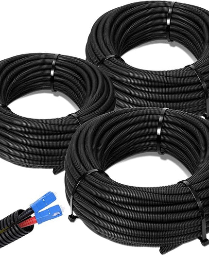 Sasylvia 1/4", 1/2", 3/8" x 300 Ft Split Wire Loom Tubing Automotive Wire Loom Assortment Split Cable Sleeves Bulk Flexible Electrical Conduit Protective kit