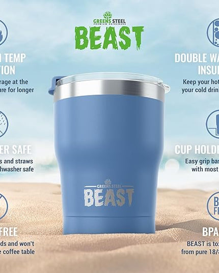Beast 10 oz Tumbler Stainless Steel Vacuum Insulated Coffee Ice Cup Double Wall Travel Flask (Stormy Sky)