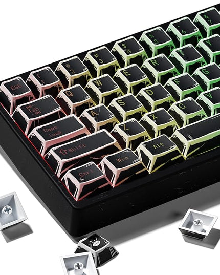XVX Black Translucent Keycaps,PBT Keycap Set Cherry Profile,Dye Sublimation Graffiti Keyboard Keycaps Suitable for 60% 65% 75% 80% 100% MX Switches Mechanical Keyboard