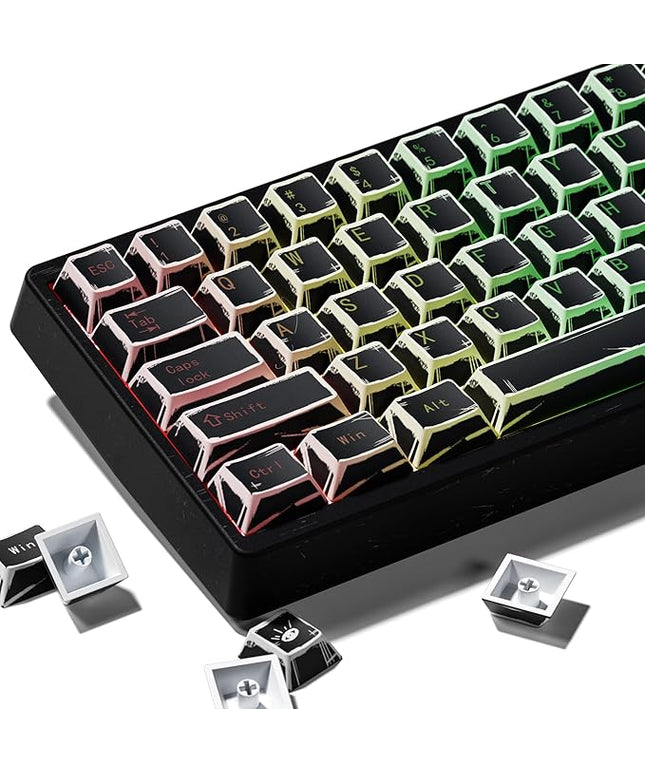 XVX Black Translucent Keycaps,PBT Keycap Set Cherry Profile,Dye Sublimation Graffiti Keyboard Keycaps Suitable for 60% 65% 75% 80% 100% MX Switches Mechanical Keyboard
