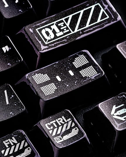 Clear Keycaps Transparent Cherry Profile Green and Black Keycaps for MX Switches Mechanical Keyboard KeyCap (Cyber Ruins PBT KEYCAP Set)