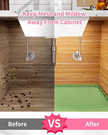 Sdpeia Under Sink Mat 34"×22" Waterproof Silicone Cabinet Liner & Sink Protector for Kitchen & Bathroom, Multi-Purpose Organizers Tray for Pets, Laundry, Cat Litter Mat