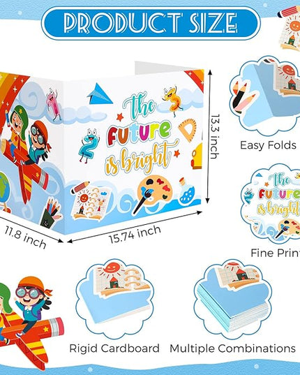 24 Pcs Privacy Boards for Student Desks Bright Colored Classroom Desk Divider Trifold Table Desk Privacy Panel Folders Screen Partition for School Teacher Student Study Test Home(Sky)
