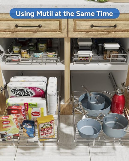 ROOMTEC Pull Out Cabinet Organizer, Cabinet Pull Out Shelves 17" W x 21" D, Heavy Duty Cabinet Drawers Slide Out Kitchen Cabinet Organizers Storage Shelf