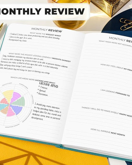 Clever Fox Planner Premium Edition – Undated Luxurious Weekly & Monthly Planner to Increase Productivity and Hit Your Goals – Organizer – Start Anytime, A5, Lasts 1 Year, Aquamarine (Weekly)