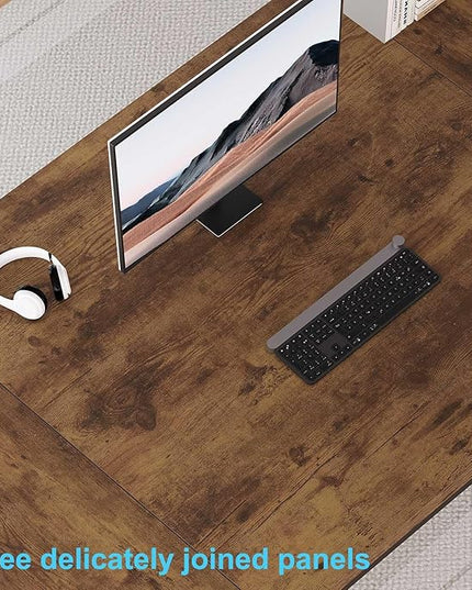 HSH Large Rustic Brown Computer Desk, 78 Inch Extra Long Metal Wood Desk for Home Office, Two Person Executive Writing Study Gaming Desk Table, Bedroom Living Room PC Laptop Dual Monitor Desk
