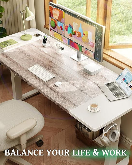 SIAGO Electric Standing Desk Adjustable - 63 x 24 Inch Sit Stand up Desk with Cable Management - 3 Memory Preset Adjustable Height Table