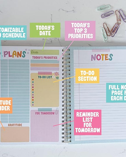 Undated Daily Planner Notebook - Undated Planner Notebooks, Daily To Do List Planners, To Do List Notebook for Work Organization, Day Schedule Planners for Kids and Adults