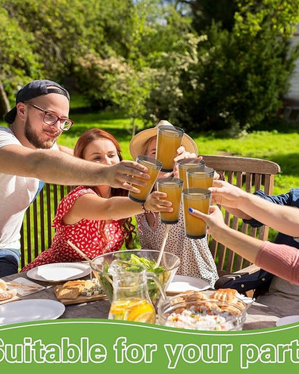 Set of 8 Plastic Drinking Glasses 16 Oz and 10 Oz Reusable Plastic Tumblers Acrylic Tall and Short Unbreakable Water Cups for Indoor Outdoor Home Picnic Party(Grey)