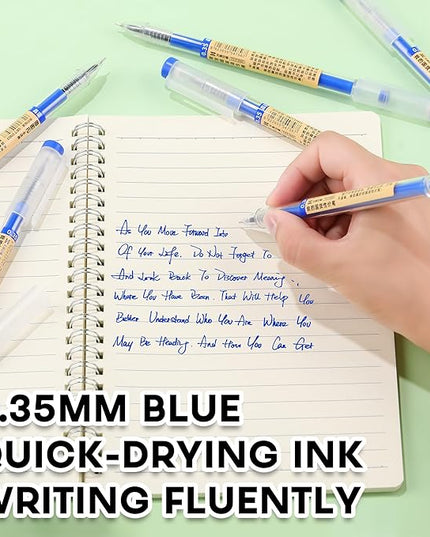 RIANCY 12 Pack Blue Gel Ink Pens, 0.35mm Extra Fine Point Tip, Japanese Style Stationery Quick Dry No Smear No Bleed, Smooth Writing Pens Ballpoint for Journaling Note Taking Office School Supplies