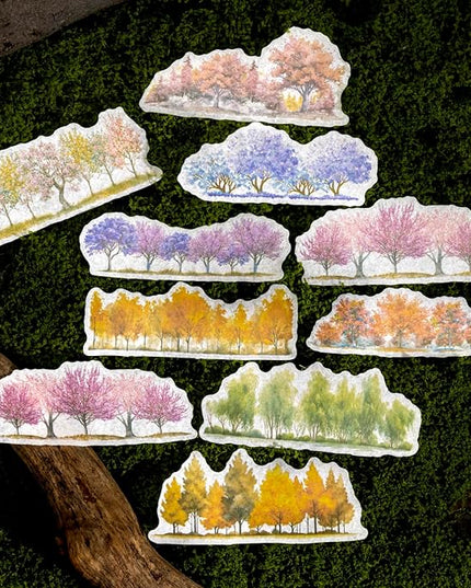 AuriicLeaf Tree Washi Stickers Set, 120PCS Nature-Inspired Forest Stickers for Scrapbooking, Journaling, DIY Crafts, and Art Supplies