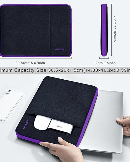 Hseok Laptop Case 15.6 Inch Sleeve, Shockproof Protective Water Repellent with Accessory Pocket,Compatible with Mac Pro 16 inch 2025-2019, Sleeve Bag for Most 15 15.6 16 Notebooks,B02K07