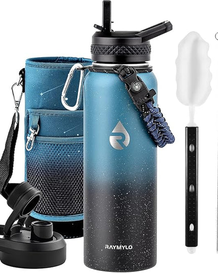 40oz Insulated Water Bottle, Triple Wall Vacuum Stainless Steel Water Bottles, Keeps Cold 48H, Reusable Metal water flask Jug for Gym, Sports, Camping, Hiking,Travel, Starry Sky-Indigo/Black