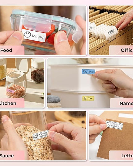Nelko Label Maker Machine with Tape, P21 Bluetooth Label Printer, Wireless Mini Label Makers with Multiple Templates for School Office Home, Pink