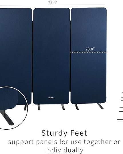 VIVO Freestanding 72 x 66 inch Privacy Panel, Cubicle Divider, Acoustic Wall Partition, x3 24 inch Panels, Navy Blue, PP-3-T072NB