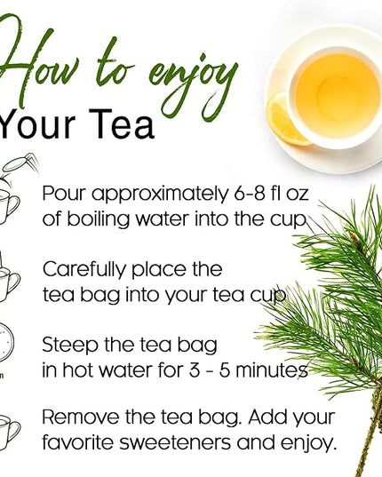 FreshDrinkUS, Pine Needle Tea Bags – 75 Tea Bags, Naturally Caffeine-Free, Refreshing Herbal Tea, Wild-Harvested Pine Leaves, Aromatic and Soothing – Non-GMO & Eco-Friendly Packaging