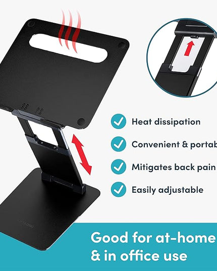 Lifelong Ergonomic Adjustable Laptop Riser - Fits 10-17 Inch Laptops & MacBooks - Portable Desk Laptop Stand
