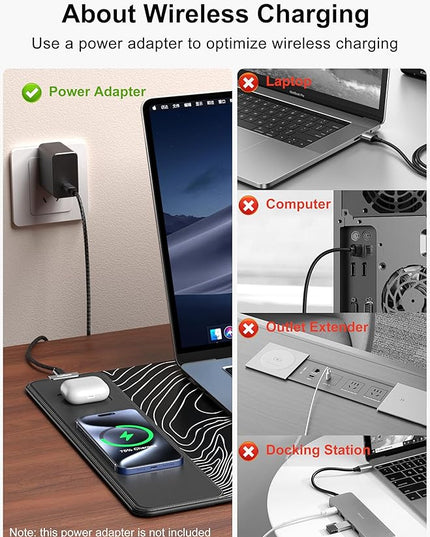 TopMade Mouse Pad with 15W Fast Wireless Charging, 31.5"x15.75" XXL Large Gaming Waterproof Desk Pad with Ultra-Smooth Surface, Non-Slip Base, Computer Desk Mat, Black Topographic Map #1
