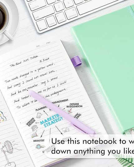 feela 3 Pack Hardcover Notebook For Women, Classic Ruled Lined Journal Set School Business Supplies, with 3 Black Pens, 120 GSM, 5.1”x8.3”, A5, Pastel Colors, Light Blue, Light Purple, Light Green