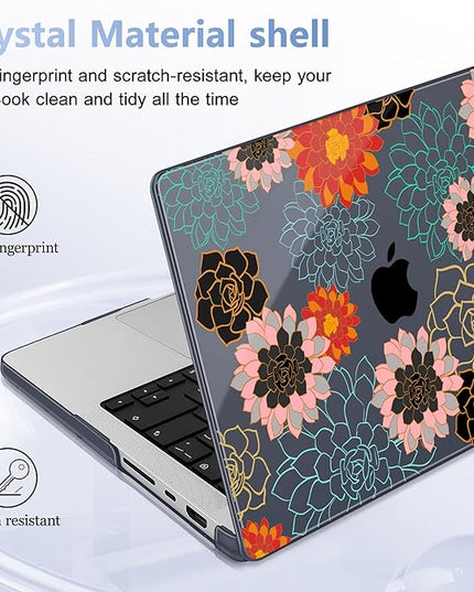 May Chen Case for MacBook Pro 14 inch, Models A2442 A2779 A2918 A2992 A3401 A3185 A3112 A3434, M1 M2 M3 M4 M5 Chip (2021-2025 Release), Plastic Hard Shell Case with Keyboard Cover, Flower