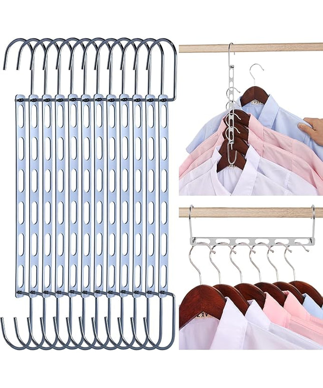 Hangers Space Saving, 12 Pack Metal Hanger Organizer, Closet Space Savers, Collapsible Magic Hangers for Heavy Clothes, Closet Organizers and Storage, College Dorm Room Essentials