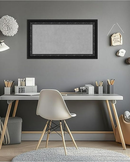 Amanti Art Black Framed Magnetic Board 16x28 Small Vision Board for use with Magnets, 100% Metal Sheet to Display Items as Office Decor or for Home Organization in mudroom, Kitchen or Kids Room