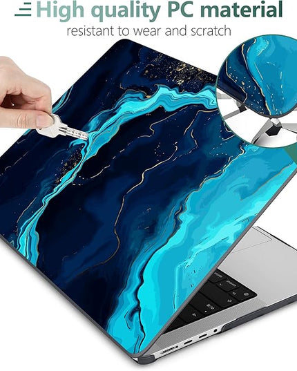 DONGKE Case for M5 MacBook Pro 14 inch 2025 2024-2021 M4 M3 M2 M1, Plastic Hard Shell Cover Compatible with A3434 A3112 A3401 A3185 A2992 A2779 A2442, Retina XDR Display & Touch ID, Blue Marble