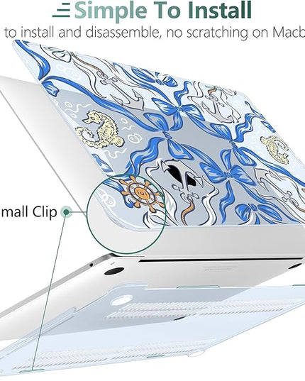 DONGKE Compatible with MacBook Pro 13 inch Case 2024 2023-2020 Release A2338 M2/M1 A2251 A2289 with Retina Display & Touch ID, Plastic Hard Shell & Keyboard Cover & Screen Film - Sea Life
