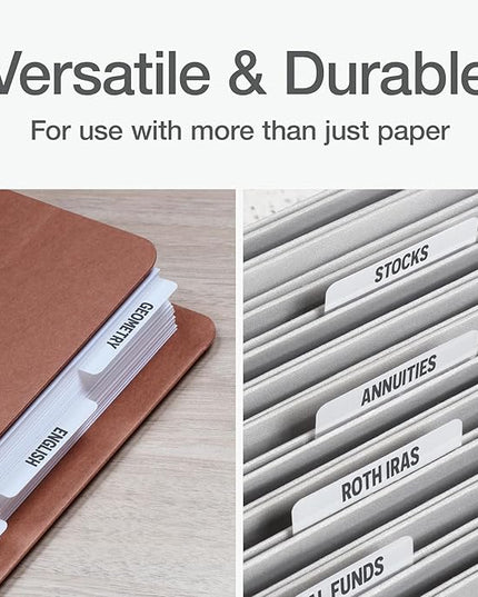 Redi-Tag Laser Printable Tabs, Permanent Index Tabs, Customizable Adhesive Labels, White, 2" x 0.875", 300 Per Pack (B39170)