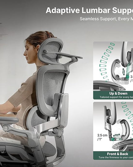 HINOMI H2 Pro Premium Ergonomic Office Chair - Comfy Home Office Desk Computer Chair with Adjustable Back Support, Swivel Wheels, Flip-up Arms, Comfortable Mesh Seat for Desk Work (Black)