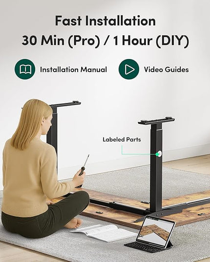 FEZIBO 75x63 L Shaped Standing Desk, Electric Height Adjustable L Shaped Desk, Suitable for Home Office, Vintage-Brown