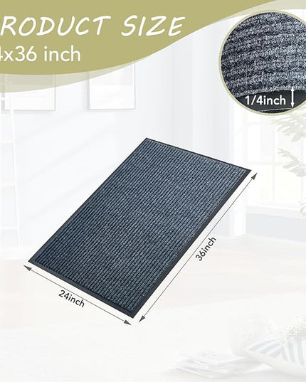 Front Door Mat,2'x3'Indoor Outdoor Door Mat,Heavy Duty Durable Welcome,Commercial Floor Mats Inside Outside Entrance, Waterproof All-Season, All-Weather Non Slip Backing Doormat for Entryway,Dark Gray