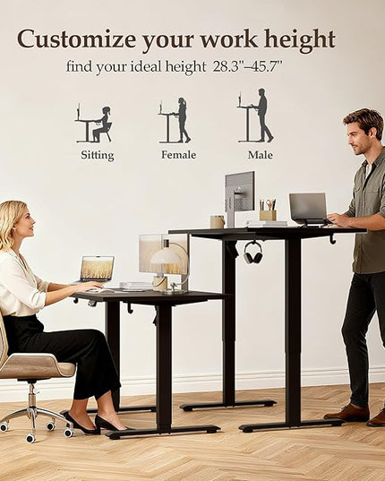 Klicelor 63 Inch Large Electric Standing Desk, Height Adjustable Office Desk, Sit Stand Up Computer Gaming Desk with Memory Preset, Three-Piece Desktop, Black