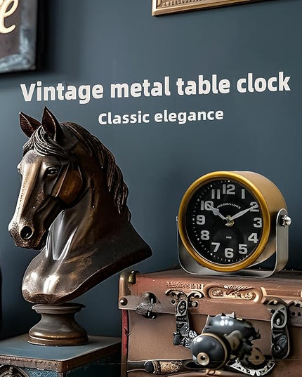 YOUKI Vintage Steampunk Desk Shelf Clocks,Mantle Clock,Decorative Battery Operated Table Top Clock,Quiet Non-Ticking,Small Clocks for Living Room,Bedroom,Office