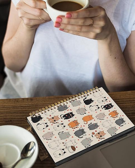 Cute Cat Spiral Notebook Journal 5.5x8.3, Cats Lovers Mom Lady Gifts Journal for Women, Cat Office Supplies, Pet Lovers Gifts Journaling Notebooks